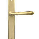 Satin Brass Reeded Slimline Lever Latch Set | 52427