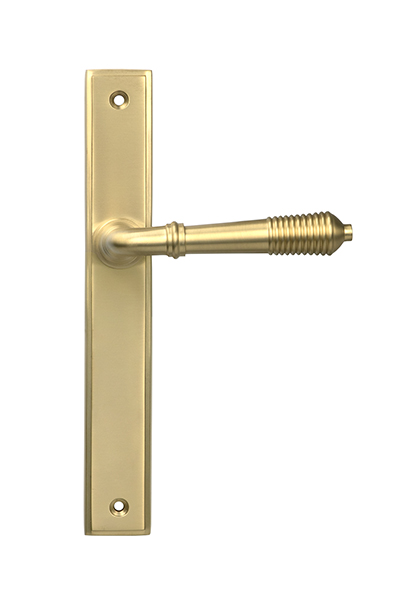 Satin Brass Reeded Slimline Lever Latch Set | 52427