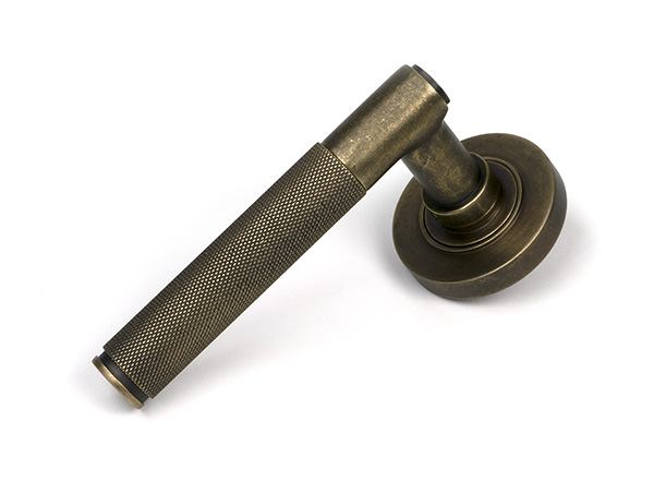 Burnished Brass Brompton Lever on Rose Set (Plain) | 52433