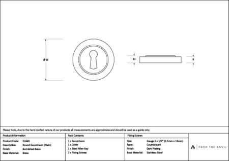 Burnished Brass Round Escutcheon (Plain) | 52443 - Image 3