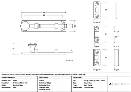Burnished Brass 4" Universal Bolt | 52459 - Image 3