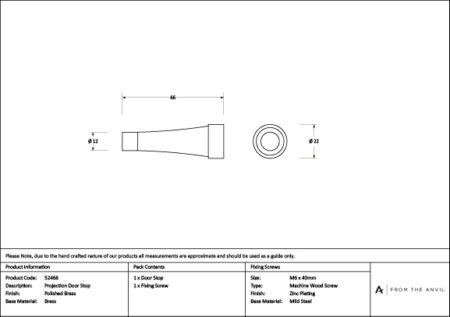 Polished Brass Projection Door Stop | 52468 - Image 3