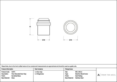 Burnished Brass Floor Mounted Door Stop | 52471 - Image 3