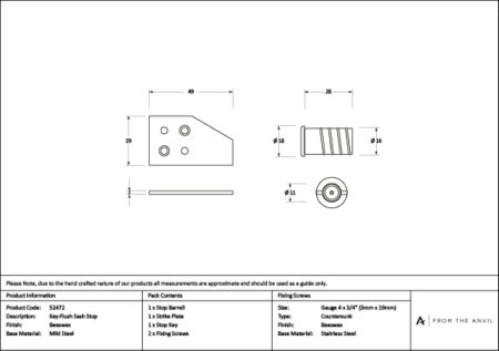 Beeswax Key-Flush Sash Stop | 52472 - Image 3