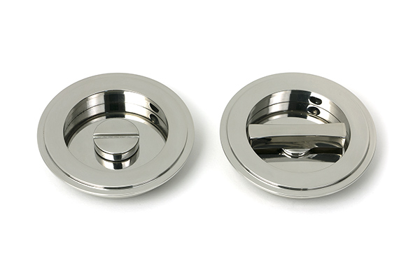 Polished Marine SS (316) 75mm Art Deco Round Pull - Privacy Set | 52515