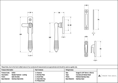 Satin Marine SS (316) Locking Reeded Fastener | 52532 - Image 4