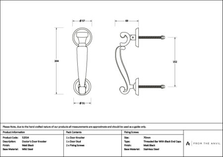 Matt Black Doctors Door Knocker | 52534 - Image 4