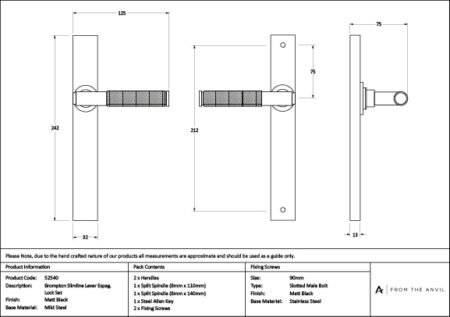 Matt Black Brompton Slimline Lever Espag. Latch Set | 52540 - Image 7