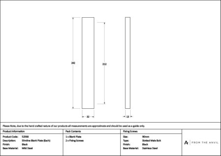 From the Anvil Black Slimline External Blank Plate (Each) - Image 3