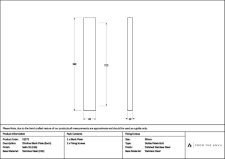 Satin Marine SS (316) Slimline External Blank Plate (Each) | 52571 - Image 3