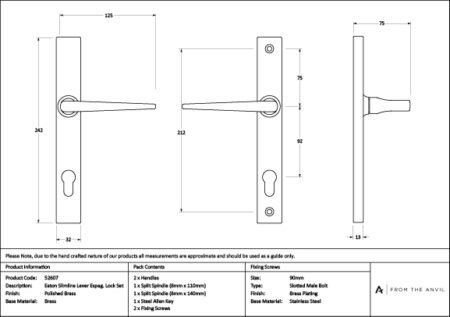 Polished Brass Eaton Slimline Lever Espag. Lock Set | 52607 - Image 7