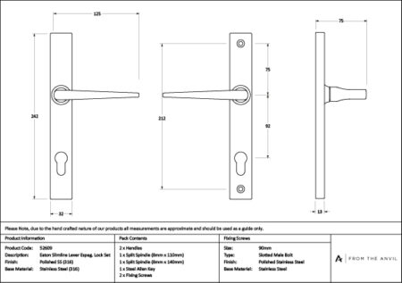 Polished Marine SS (316) Eaton Slimline Lever Espag. Lock Set | 52609 - Image 7