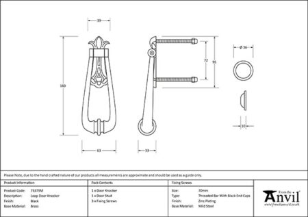 Black Loop Door Knocker | 73379M - Image 3