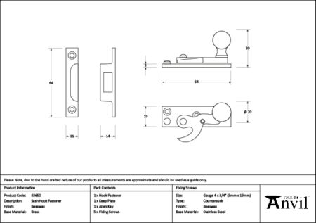 From the Anvil Beeswax Sash Hook Fastener - Image 3