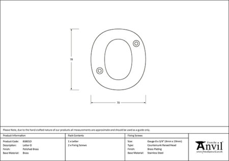 Polished Brass Letter O | 83801O - Image 2