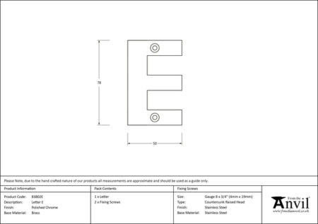Polished Chrome Letter E | 83802E - Image 2