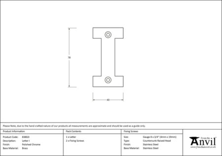 Polished Chrome Letter I | 83802I - Image 2