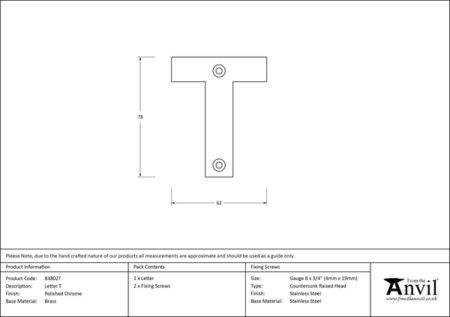 Polished Chrome Letter T | 83802T - Image 2