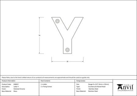 Polished Chrome Letter Y | 83802Y - Image 2