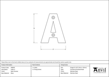 Satin Chrome Letter A | 83804A - Image 2
