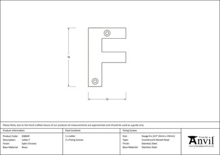 Satin Chrome Letter F | 83804F - Image 2