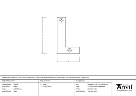 Satin Chrome Letter L | 83804L - Image 2