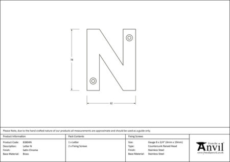 Satin Chrome Letter N | 83804N - Image 2