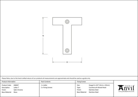 Satin Chrome Letter T | 83804T - Image 2