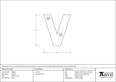 Satin Chrome Letter V | 83804V - Image 2