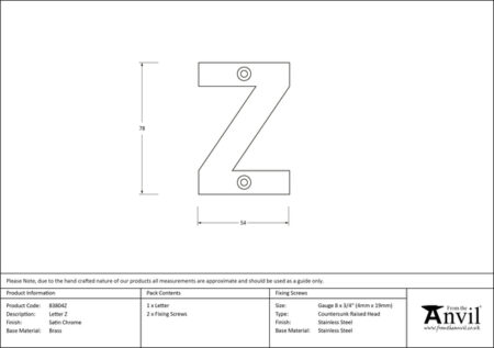 Satin Chrome Letter Z | 83804Z - Image 2