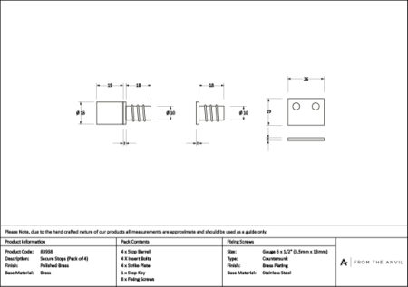 Polished Brass Secure Stops (Pack of 4) | 83938 - Image 3
