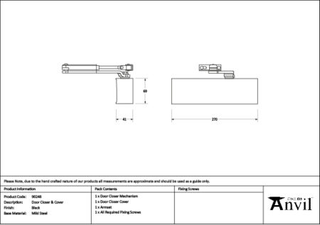 Black Size 2-5 Door Closer & Cover | 90248 - Image 3