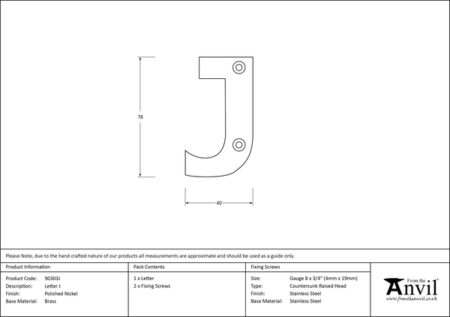 Polished Nickel Letter J | 90303J - Image 2