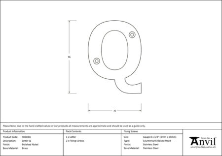 Polished Nickel Letter Q | 90303Q - Image 2