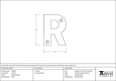 Polished Nickel Letter R | 90303R - Image 2