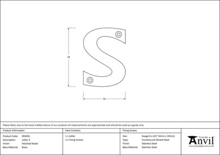 Polished Nickel Letter S | 90303S - Image 2