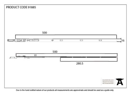 BZP 500mm Extension Piece for Espag Door Locks | 91885 - Image 3