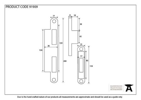 Bright Zinc Plated Espag Keep Set - 44mm Door | 91909 - Image 2