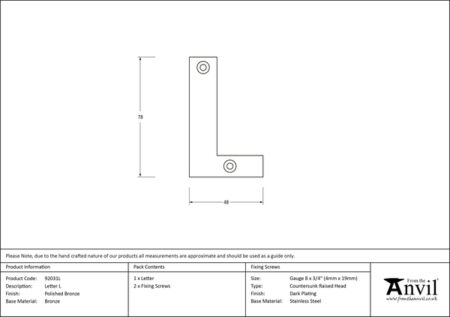 Polished Bronze Letter L | 92031L - Image 2