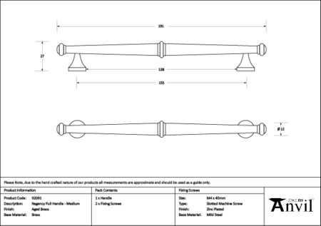 Aged Brass Regency Pull Handle - Medium | 92091 - Image 5