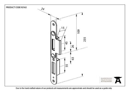 BZP Winkhaus Centre Latch Keep LH 44mm Door | 92162 - Image 2
