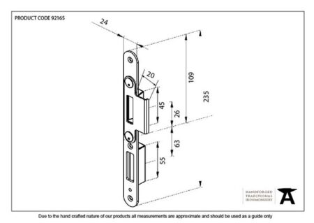 BZP Winkhaus Centre Latch Keep LH 56mm Door | 92165 - Image 2