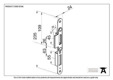 BZP Winkhaus Centre Latch Keep RH 56mm Door | 92166 - Image 2
