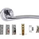 Atlantic Swell Door Pack Bundle (2.5" Latch, 3"x2" Hingesx3) - Satin Chrome/Polished Chrome