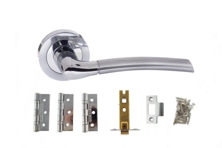 Atlantic Swell Door Pack Bundle (2.5" Latch, 3"x2" Hingesx3) - Satin Chrome/Polished Chrome