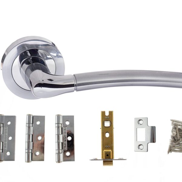 Atlantic Swell Door Pack Bundle (2.5" Latch, 3"x2" Hingesx3) - Satin Chrome/Polished Chrome