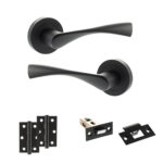 Eco Aqua Door Handle Pack (Latch Set - 2.5" Latch, 3" Hinges x2) - Matt Black