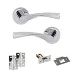 Eco Aqua Door Handle Pack (Latch Set - 2.5" Latch, 3" Hinges x2) - Polished Chrome