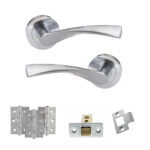 Eco Aqua Door Handle Pack (Latch Set - 2.5" CE Latch, 3" Fire Rated Hinges x3) - Satin Chrome