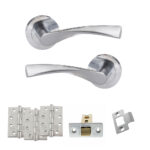 Eco Aqua Door Handle Pack (Latch Set - 3" CE Latch, 4" Fire Rated Hinges x3) - Satin Chrome